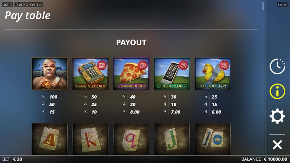 Loner slot paytable