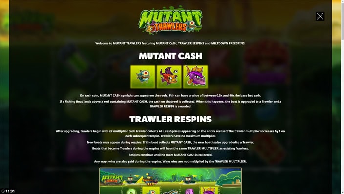 Mutant Trawlers slot paytable