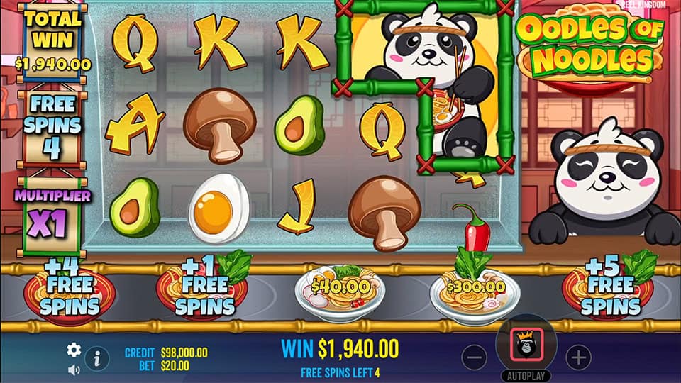 Oodles of Noodles slot feature panda symbol