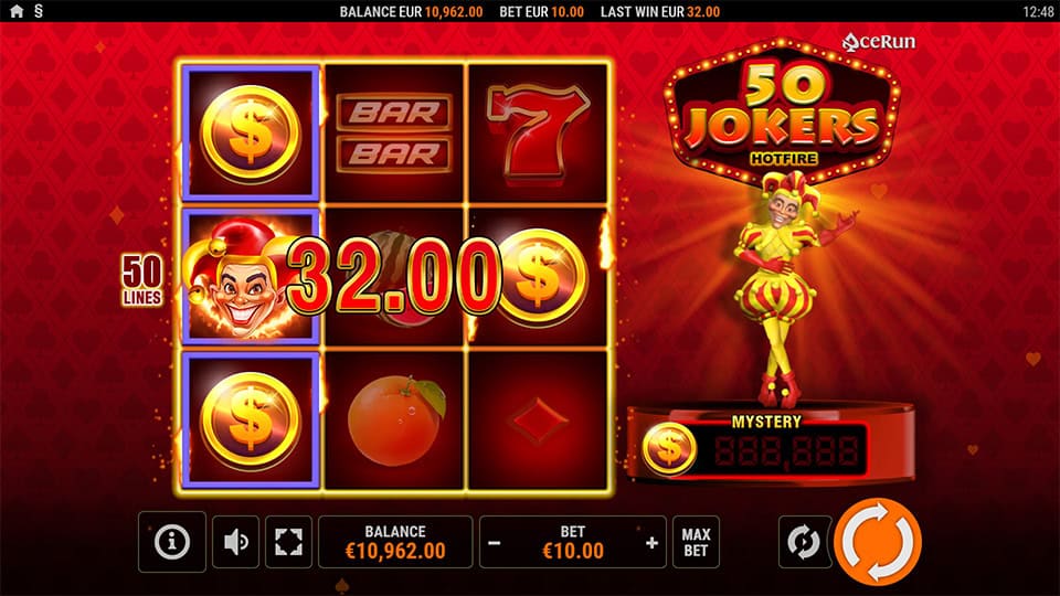 50 Jokers Hotfire slot feature joker wild symbol