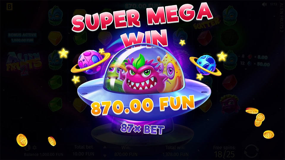 Alien Fruits 2 slot big win