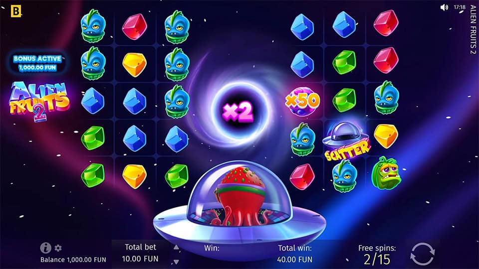 Alien Fruits 2 slot feature multiplier