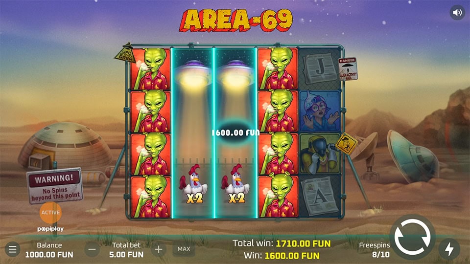 Area 69 slot feature expanding wild