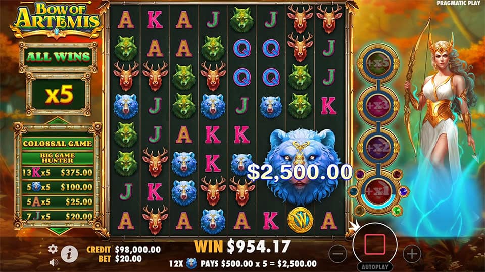 Bow of Artemis slot feature colossal game