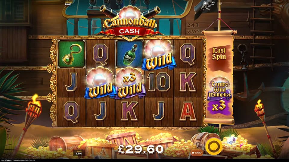 Cannonball Cash slot feature wild multiplier