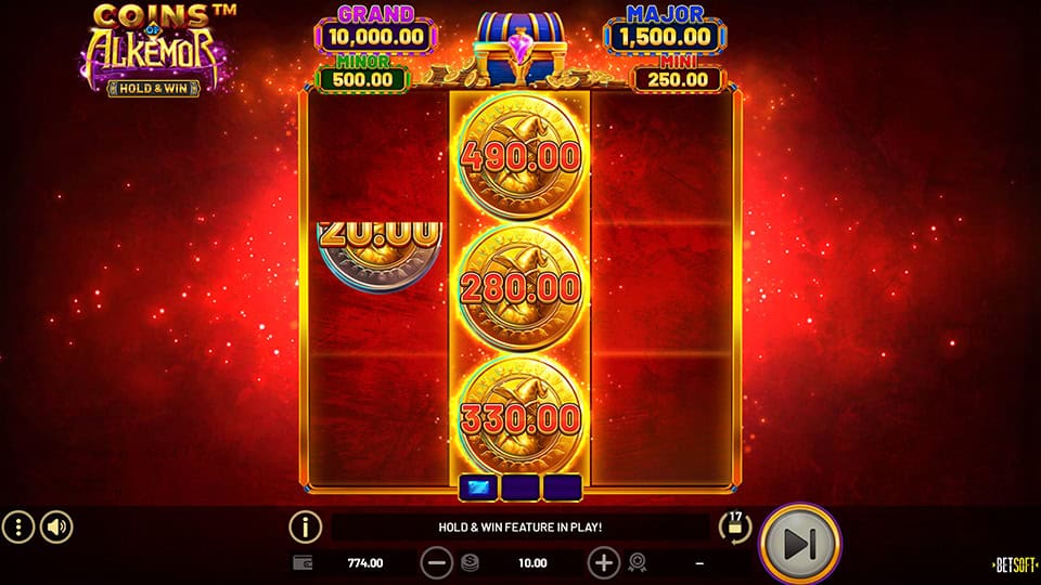 Coins of Alkemor Hold Win slot feature collecter symbol