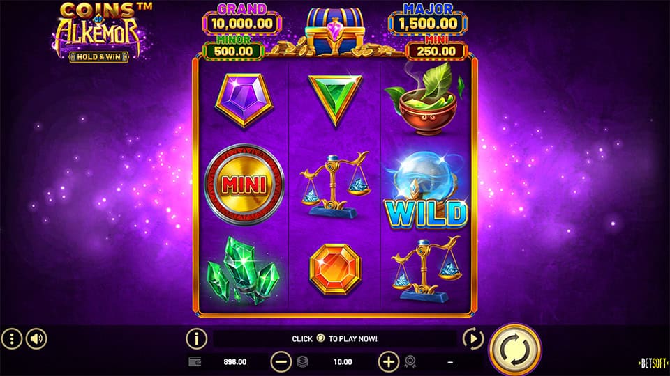 Coins of Alkemor Hold Win slot feature jackpot symbol