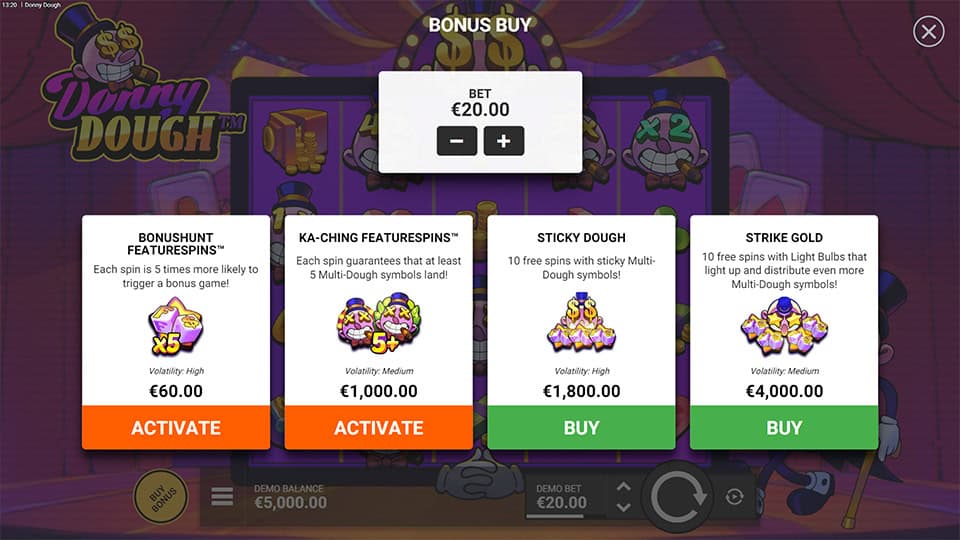 Donny Dough slot bonus buy