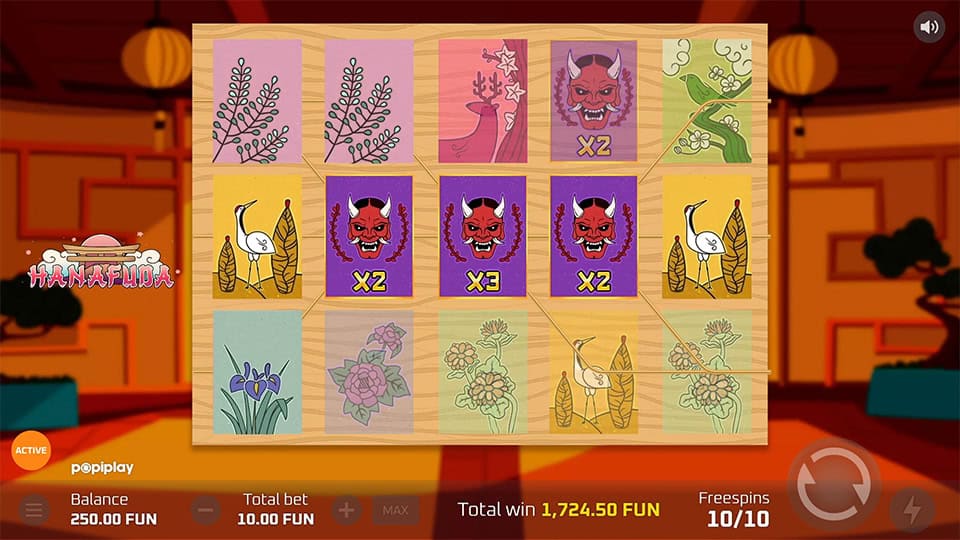 Hanafuda slot feature sticky multiplier wild