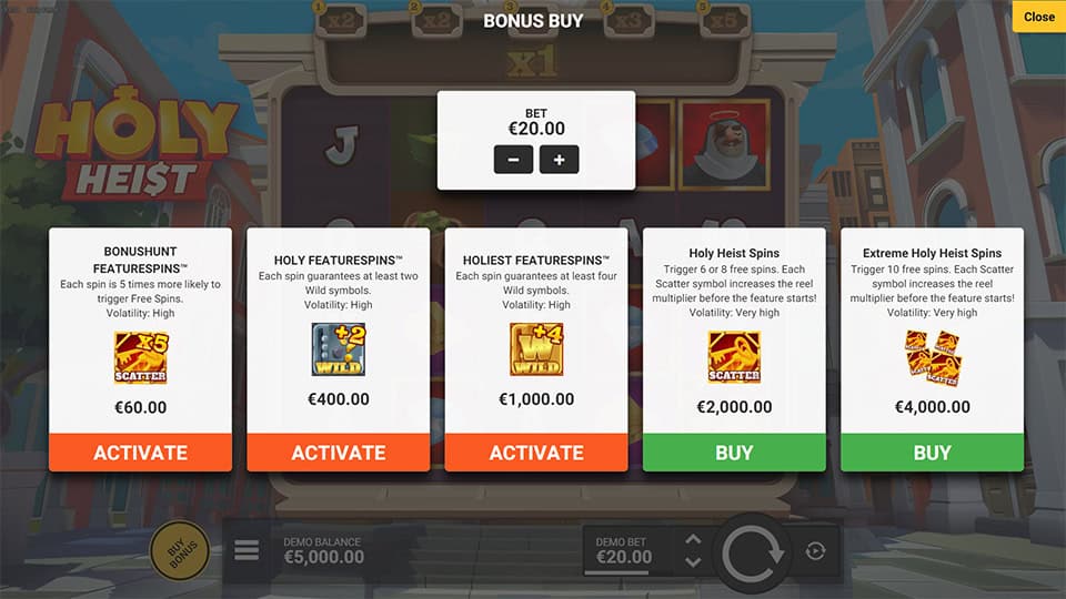 Holy Heist slot bonus buy