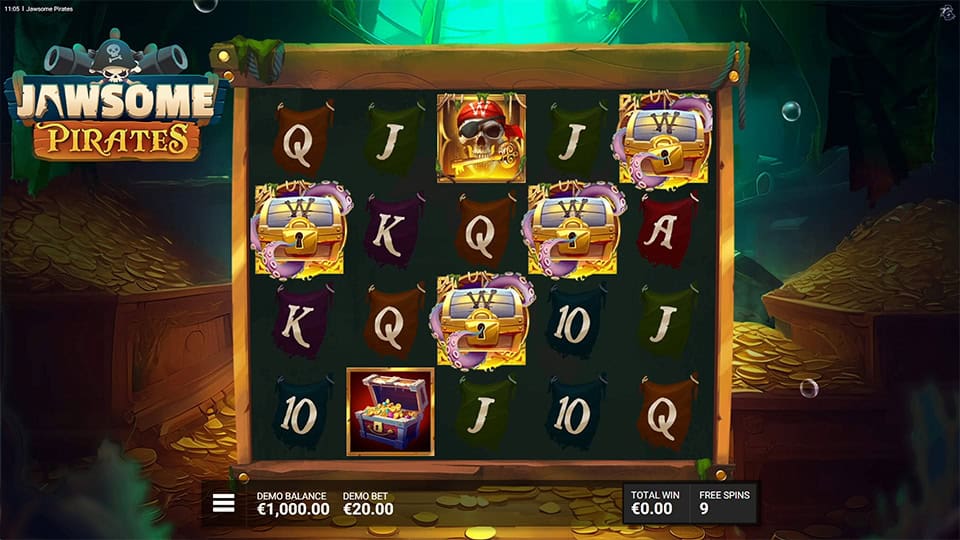 Jawsome Pirates slot feature chest symbol