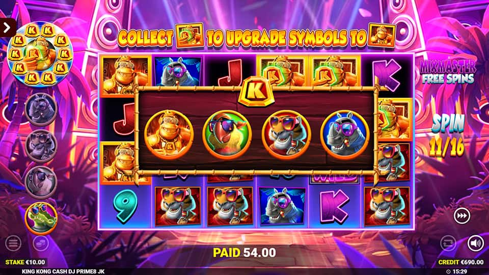 King Kong Cash DJ Prime8 slot feature upgraded symbol