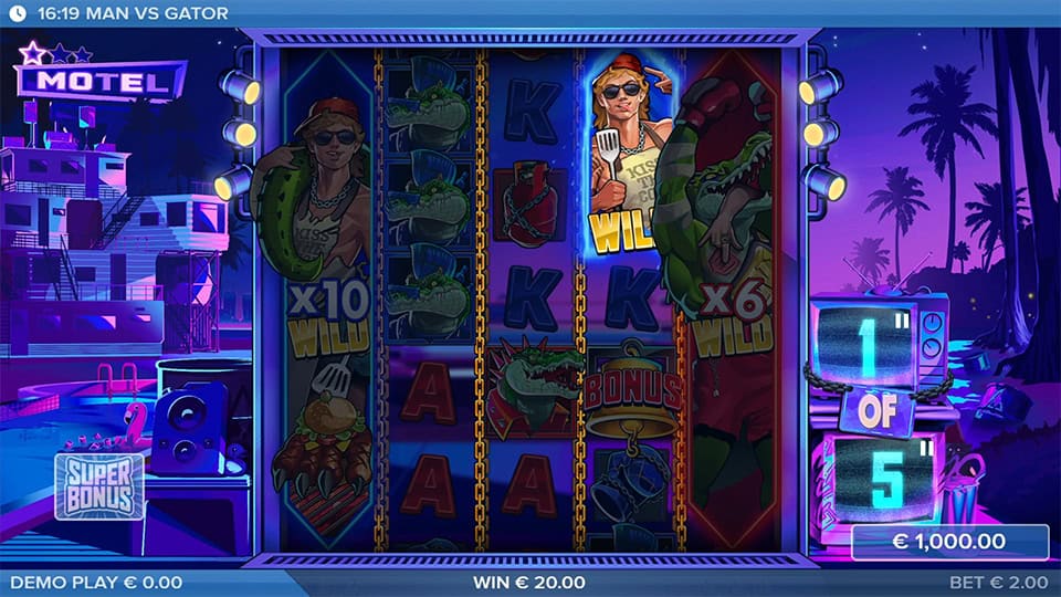 Man vs Gator slot feature wild symbol