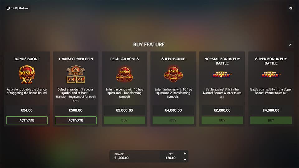 Maximus slot bonus buy