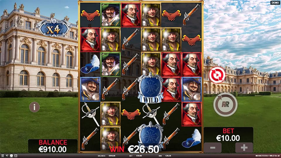 Musketeers 1 Wild For All slot feature wild symbol