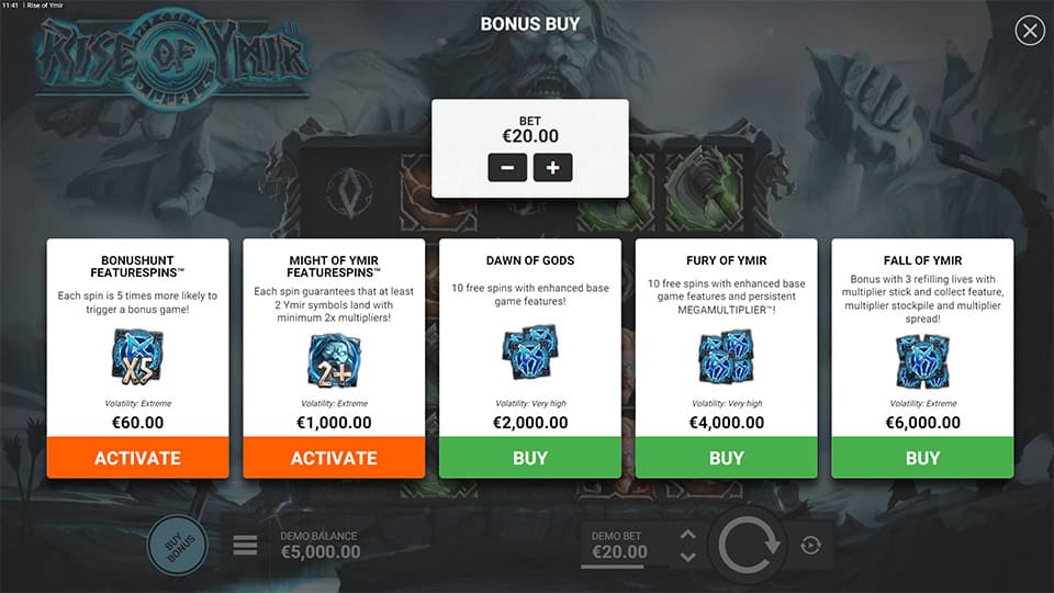 Rise of Ymir slot bonus buy