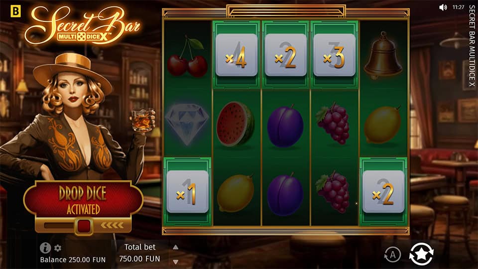 Secret Bar MultiDice X slot feature drop dice