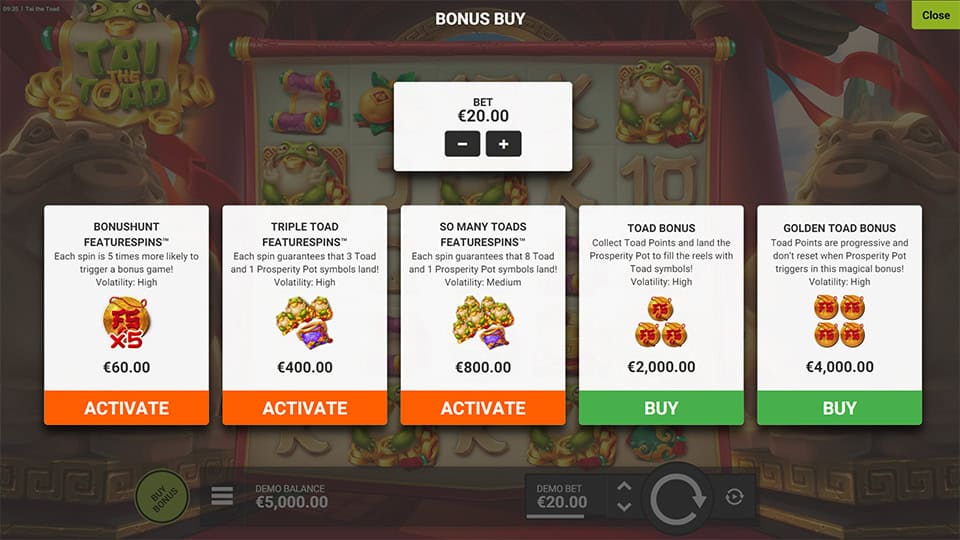 Tai The Toad slot bonus buy