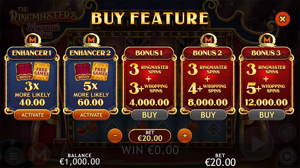 The Ringmasters Whopping Wins slot bonus buy