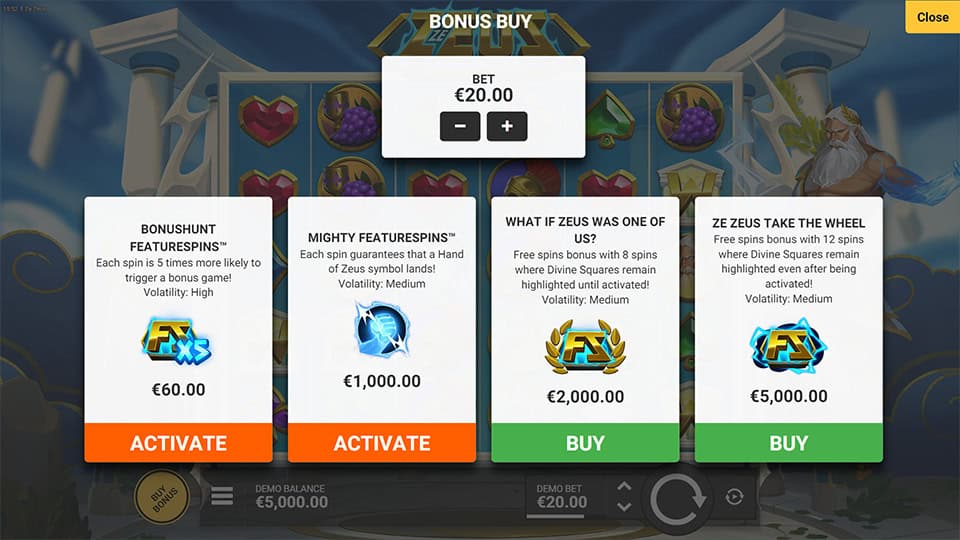 Ze Zeus slot bonus buy