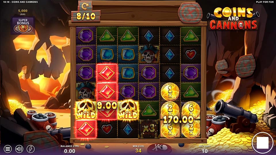 Coins and Cannons slot feature gold coins