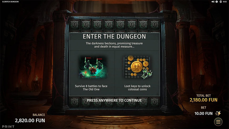 Eldritch Dungeon slot feature enter the dungeon