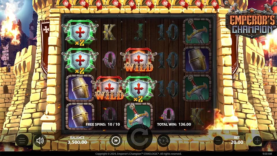 Emperors Champion slot feature wild multiplier