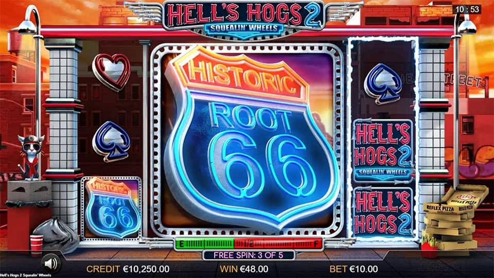 Hells Hogs 2 Squealin Wheels slot feature big symbol