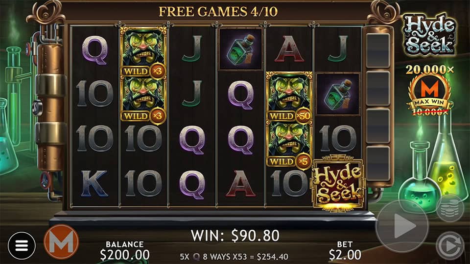 Hyde and Seek slot feature wild multiplier