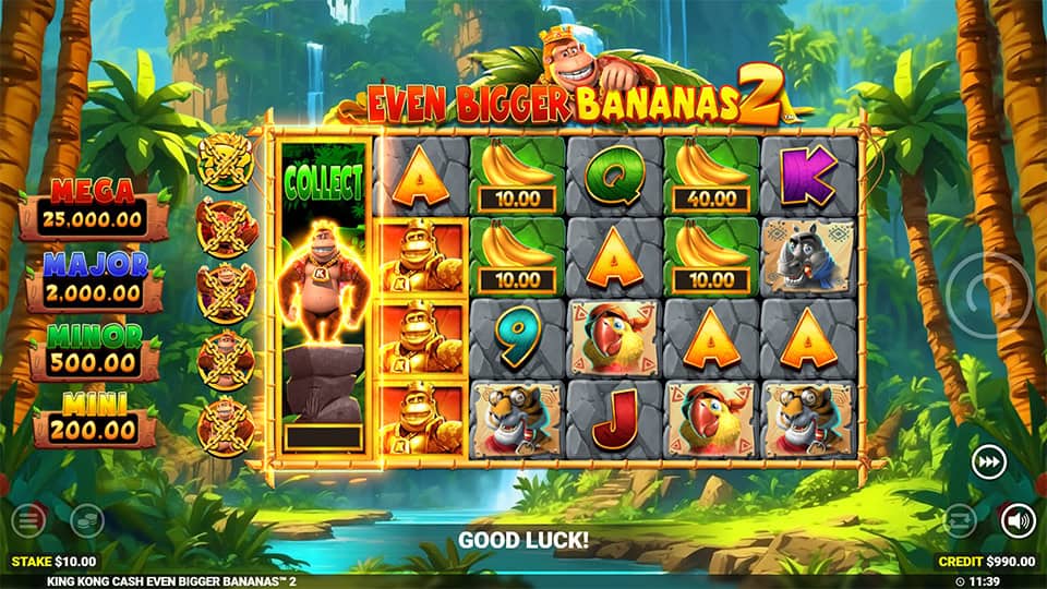 King Kong Cash Even Bigger Bananas 2 slot feature collect