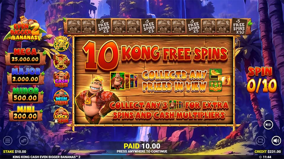 King Kong Cash Even Bigger Bananas 2 slot free spins