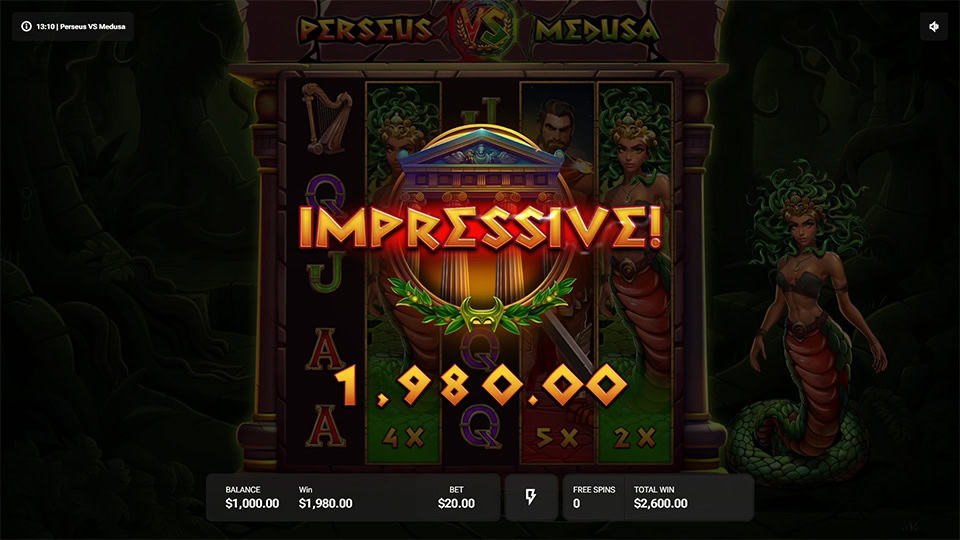 Perseus VS Medusa slot big win