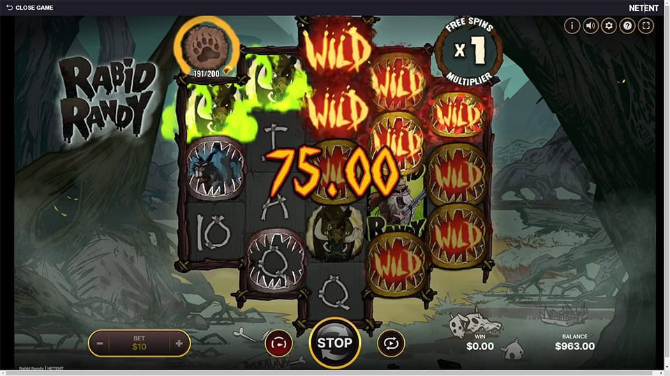 Rabid Randy slot feature wild