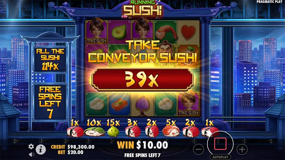 Running Sushi slot feature take sushi