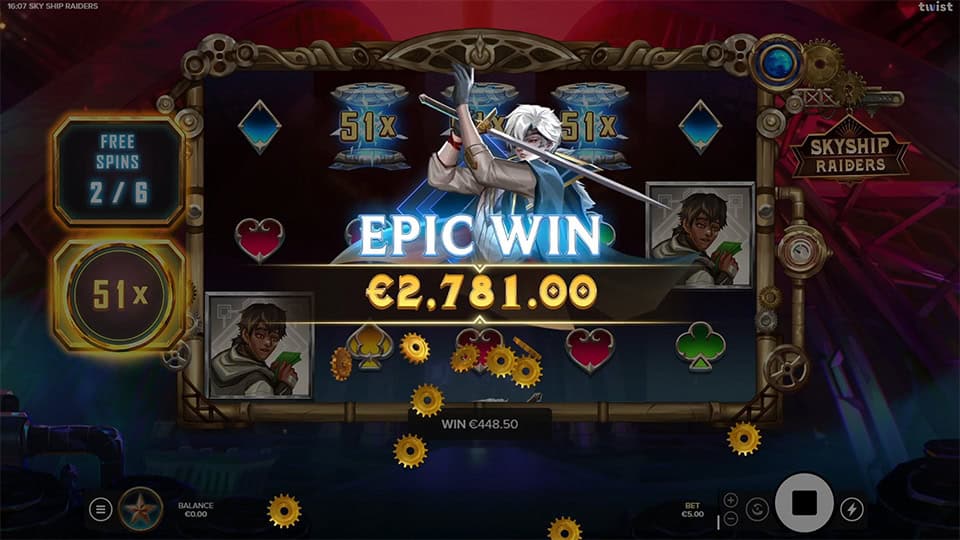 Skyship Raiders slot big win