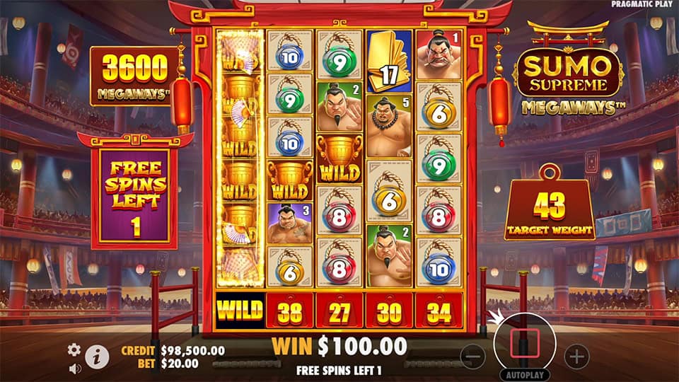 Sumo Supreme Megaways slot feature wild reel