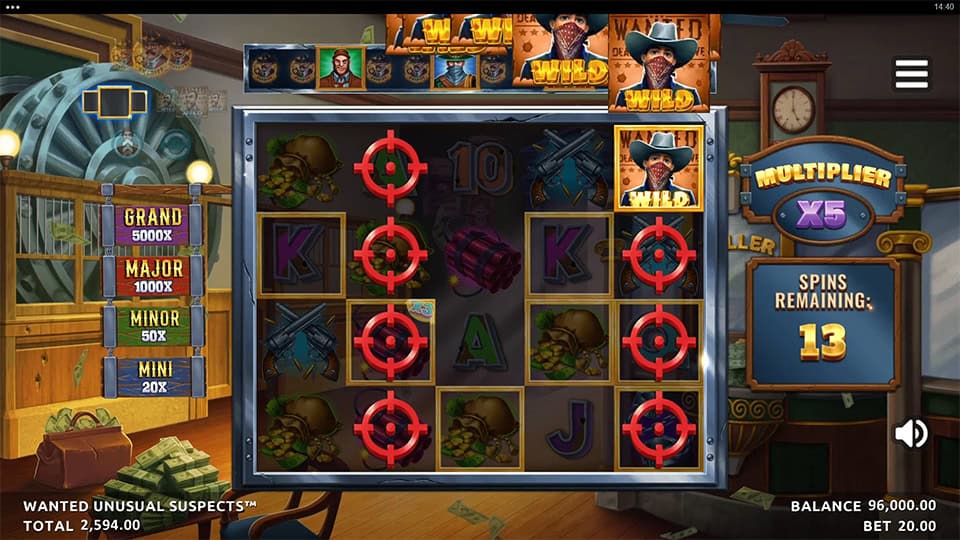 Wanted Usual Suspects slot feature wild bandit