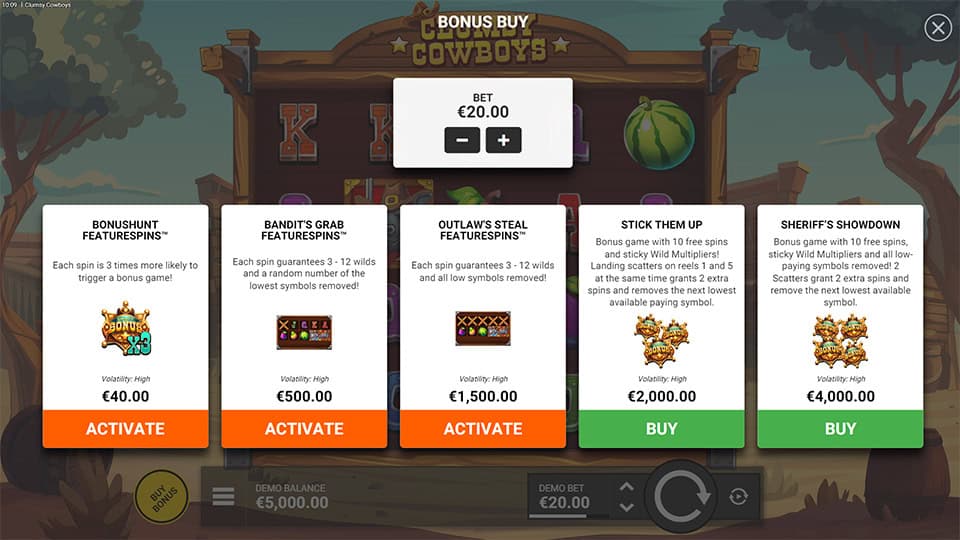 Clumsy Cowboys slot bonus buy