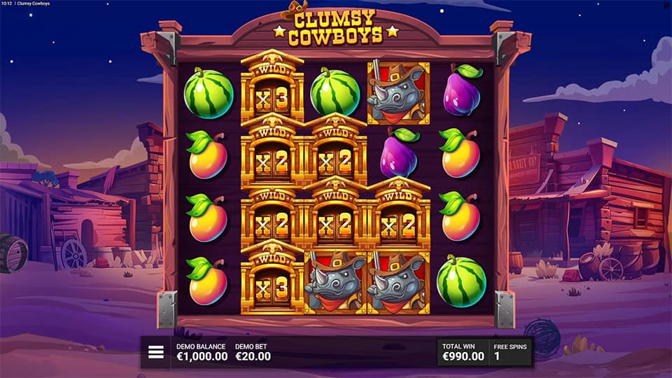 Clumsy Cowboys slot feature sticky wild multiplier