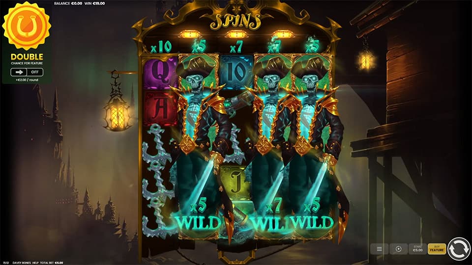 Davey Bones slot feature expanding multiplier wilds