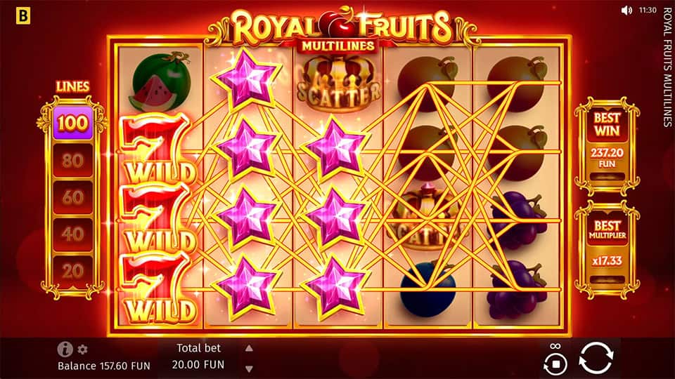 Royal Fruits MultiLines slot feature 7 wild