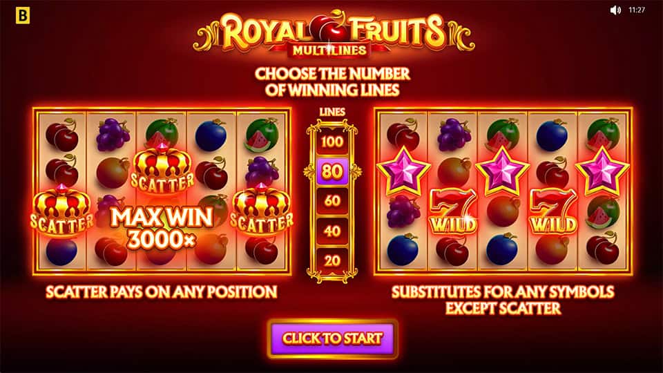 Royal Fruits MultiLines slot features