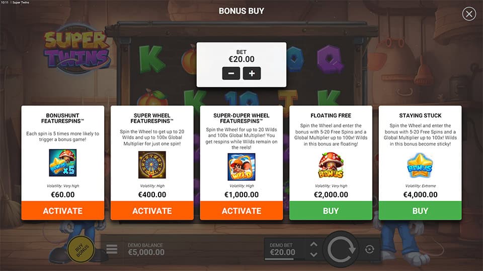 Super Twins slot bonus buy