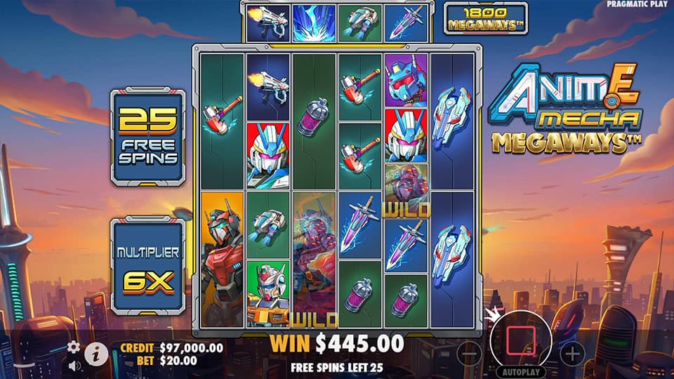 Anime Mecha Megaways slot feature lightning wild