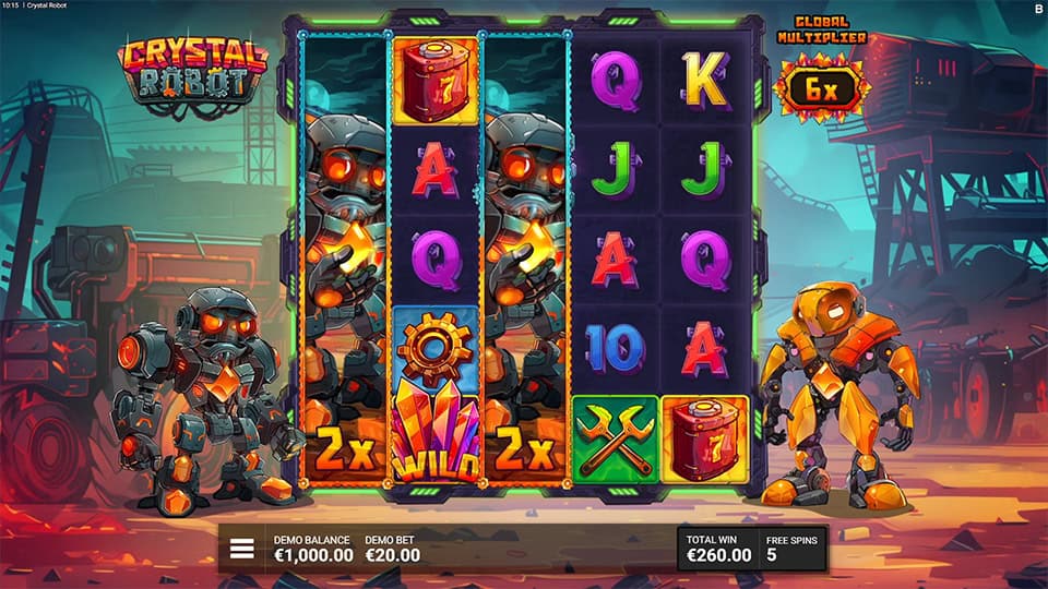 Crystal Robot slot feature reel multiplier