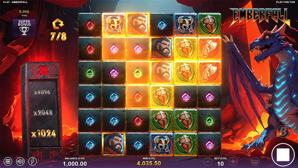 Emberfall slot feature giant symbols