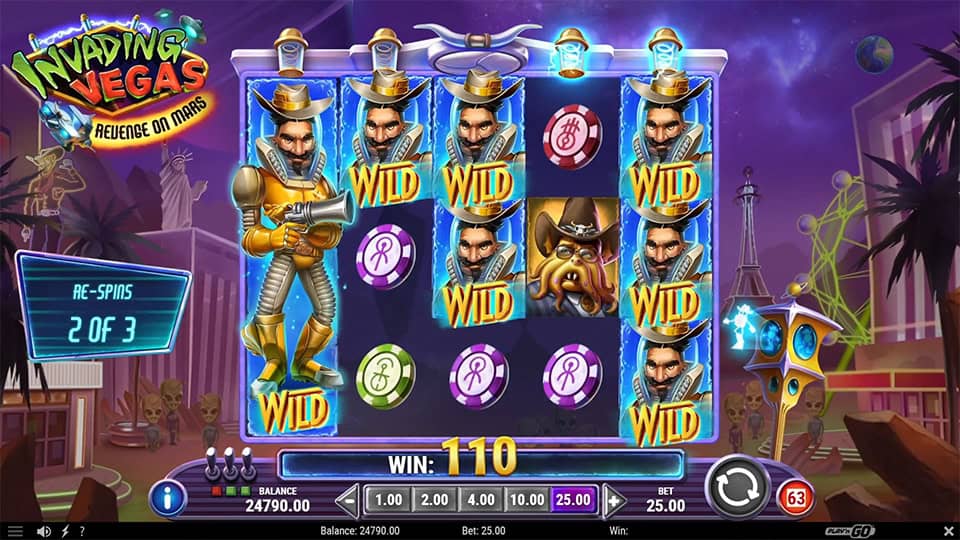 Invading Vegas Revenge on Mars slot feature walking wild