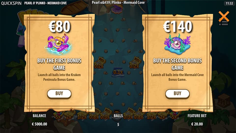 Pearl O Plinko Mermaid Cove slot bonus buy