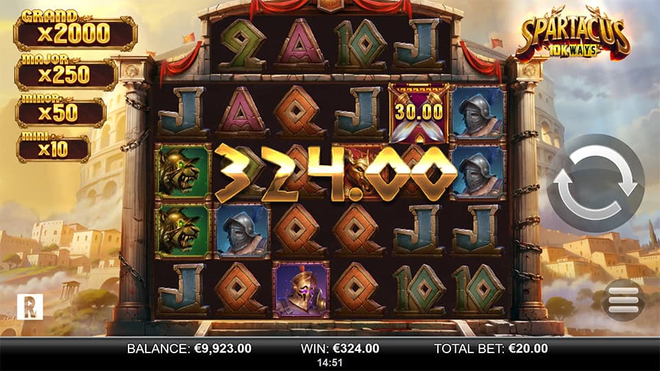 Spartacus 10K Ways slot big win