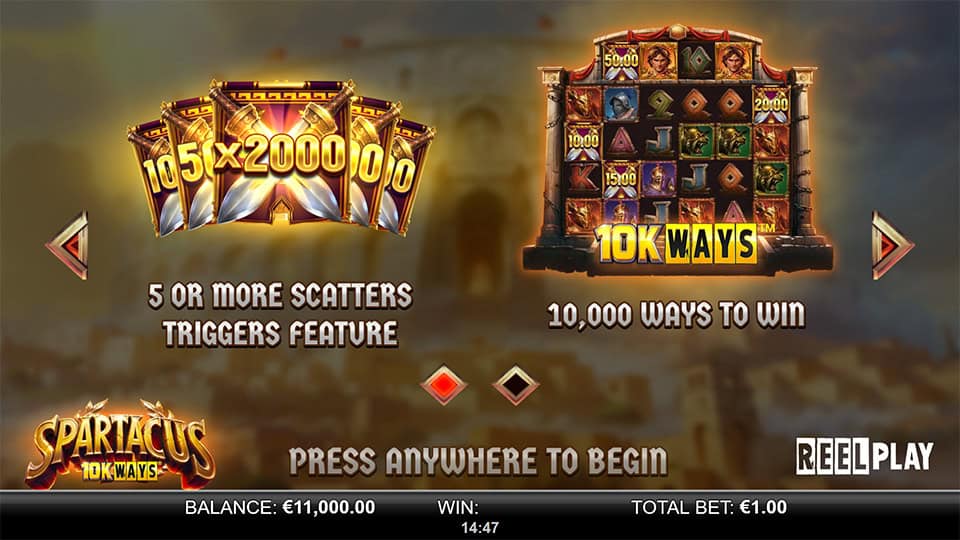 Spartacus 10K Ways slot features